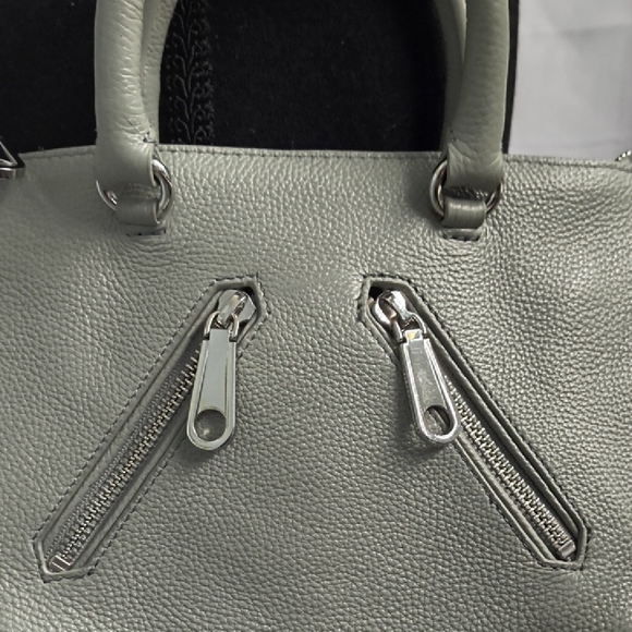 Like New Rebecca Minkoff Gray Leather Moto Crossbody Satchel - Picture 7 of 9